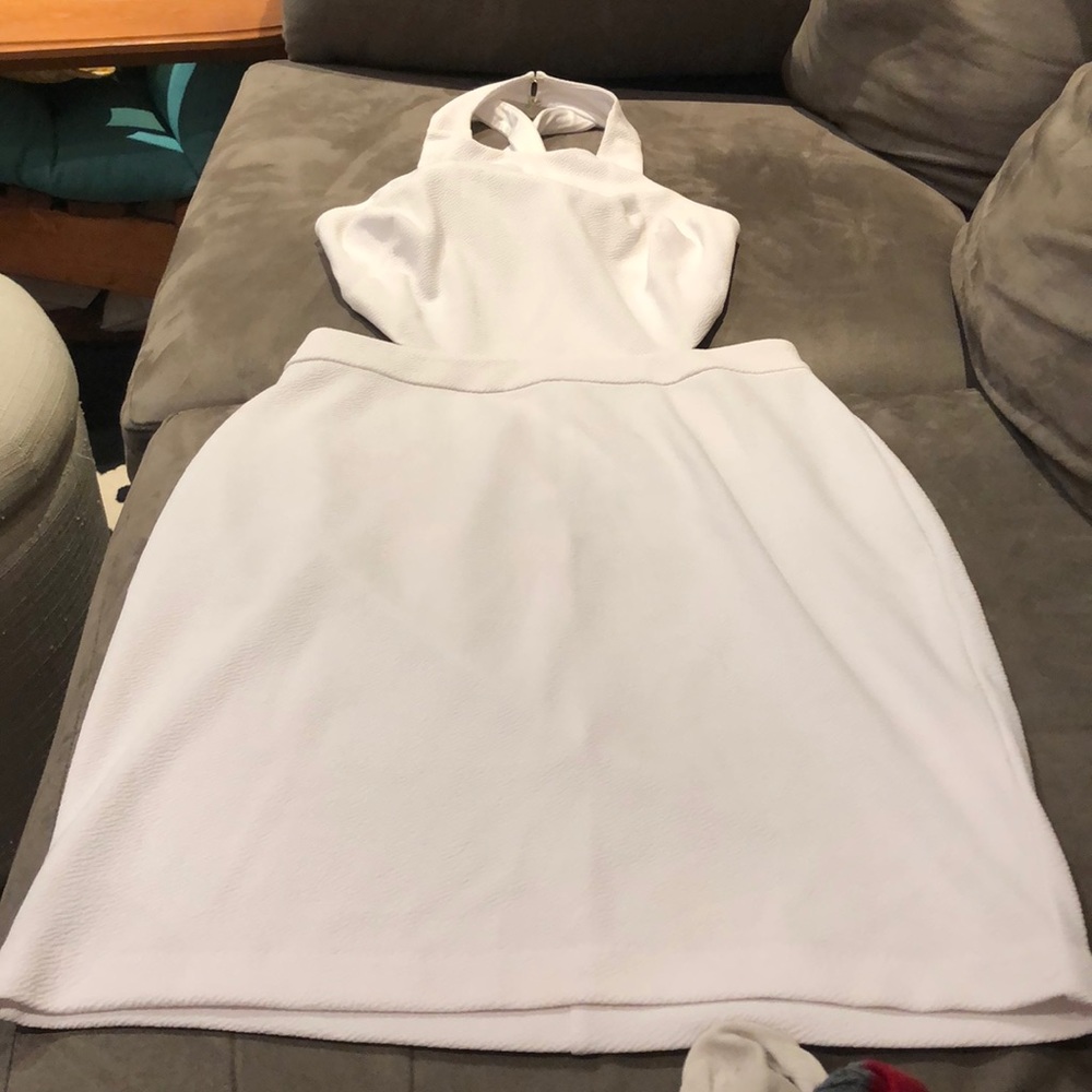 Small White Side Cutout Mini Dress from Express